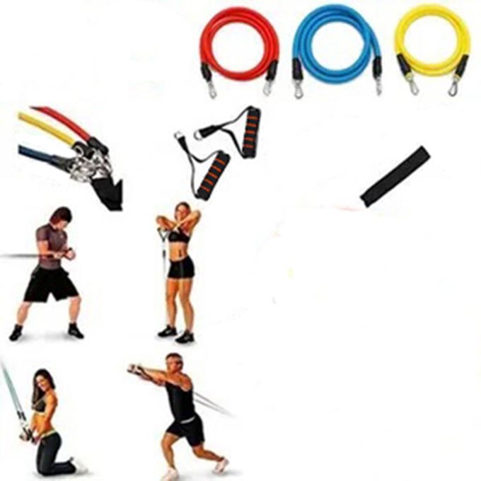  Gym Élastique Stretch Fitness Bande de Résistance Tube Ensemble - Multicouleurs