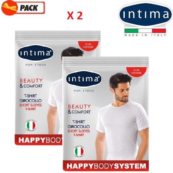  Intima Pack 2 Tricots De Peau Homme Demi Manche Col Rond - Italien - Blanc