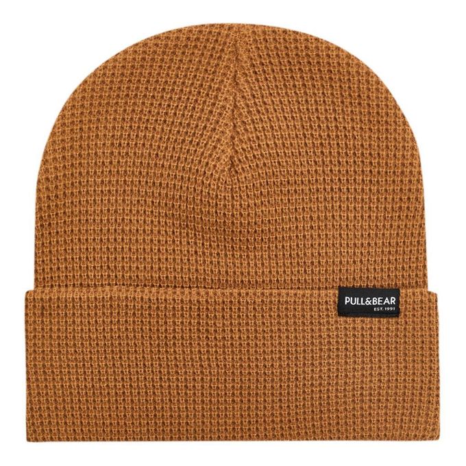  Pull & Bear Bonnet en Maille Tricot - Marron clair