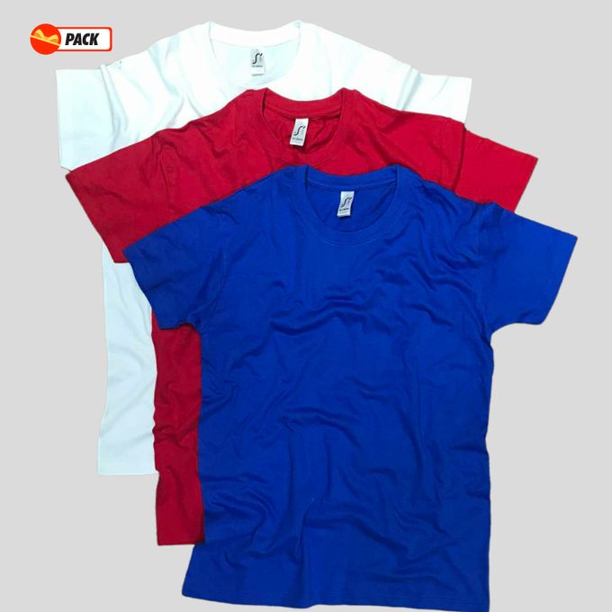  Sol's Pack 3 T-Shirts Pour Homme - Les Tallies Oversize - Blanc Rouge Bleu