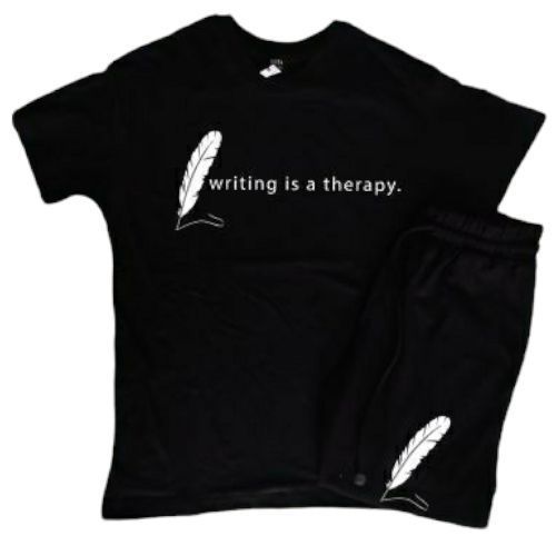  Ensemble pour homme writing is a therapy - T-Shirt & short- Noir