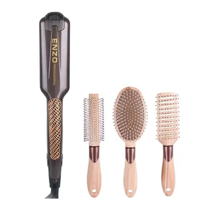  ENZO PROFESSIONAL Lisseur en ceramique + 3 Brosse Professionnelles ENZO