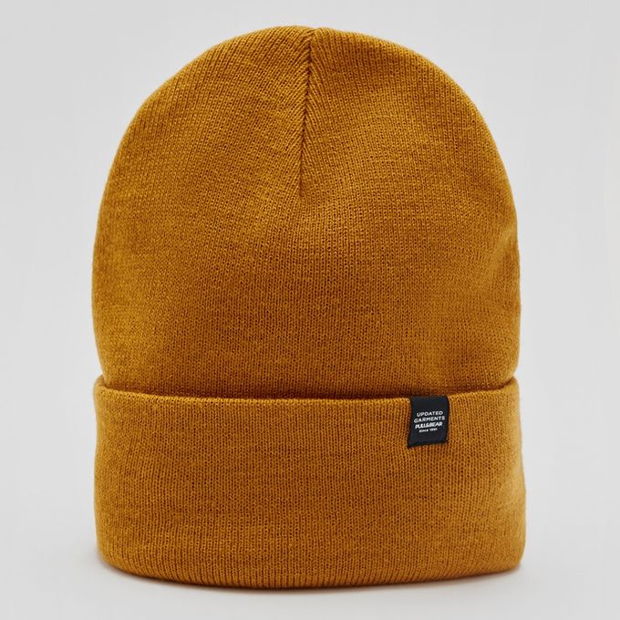  Pull & Bear Bonnet Double Épaisseur en Maille Fine - kaki