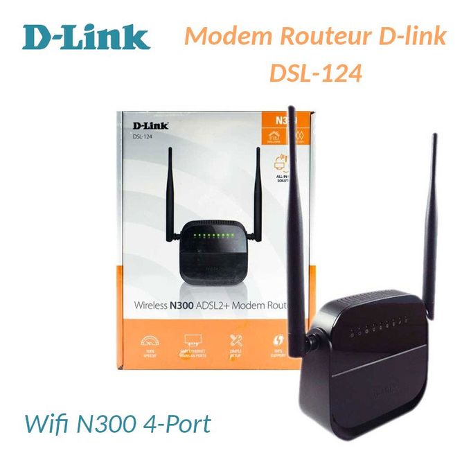  D-Link Modem Routeur D-LINK DSL-124 N300 ADSL2+