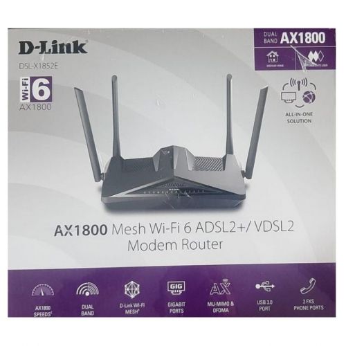  D-Link Modem Routeur D-Link DSL-X1852E WI-FI 6 AX 1800 Dual-Band Gigabit VDSL2/ADSL2+