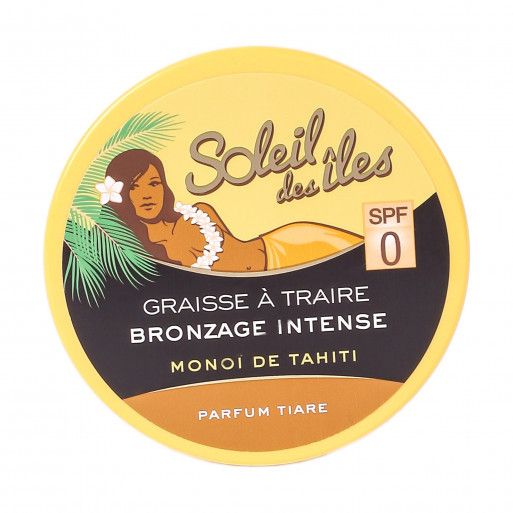  Soleil des îles Graisse à Traire - Bronzage Intense - Parfum Tiaré - SPF 0 - 150ml Pot