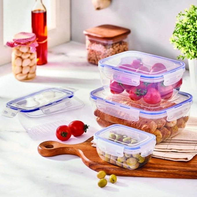  lot de 4 boites de stockage des aliments pour micro ondes-transparent