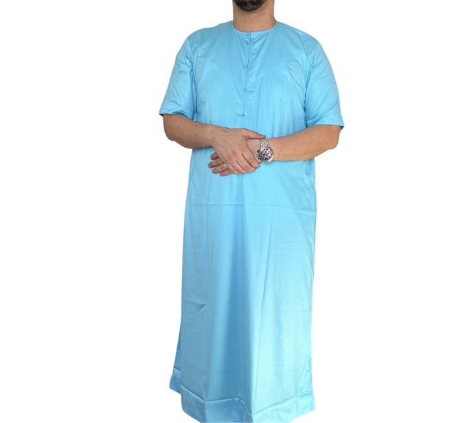  Qamis Emirati - Demi Manche - Bleu Ciel