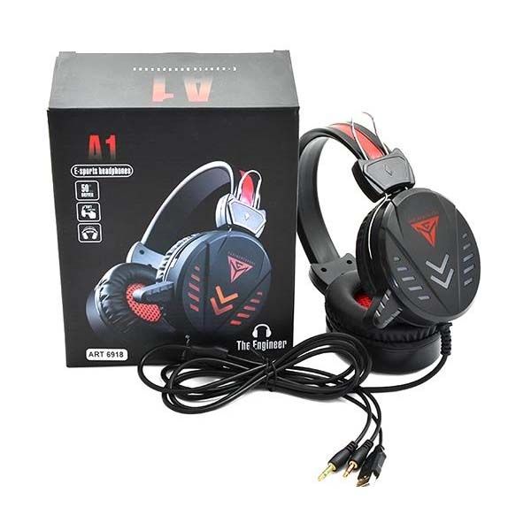  Casque Gaming filaire AUX Jack 3.5mm A1 RGB avec Microphone pour PC Smartphone