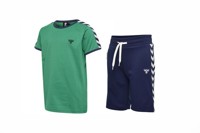  Hummel ENSEMBLE ERIK T-SHIRT S/S & NEYMAR SHORT VERT BLEU MARINE