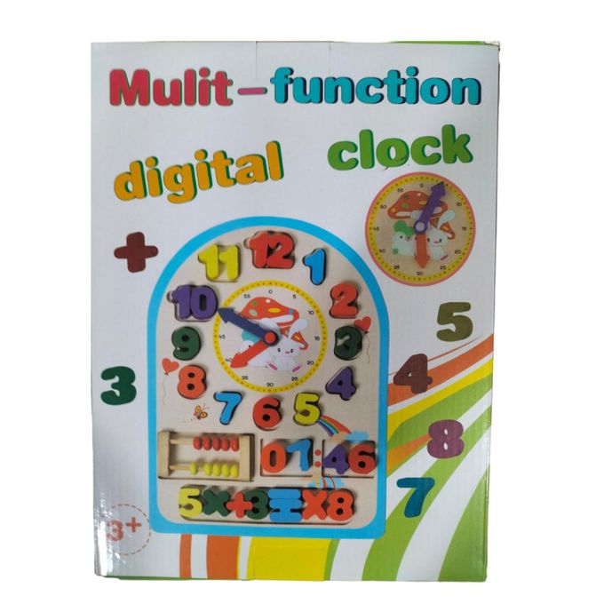  Jeu éducatif en bois 2 en 1 apprentissage horloge-calcul