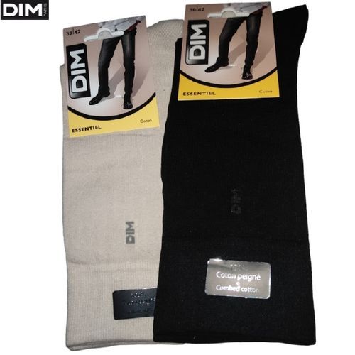 Dim Pack De 2 Paires De Chaussettes Coton Basic - Noir/Beige