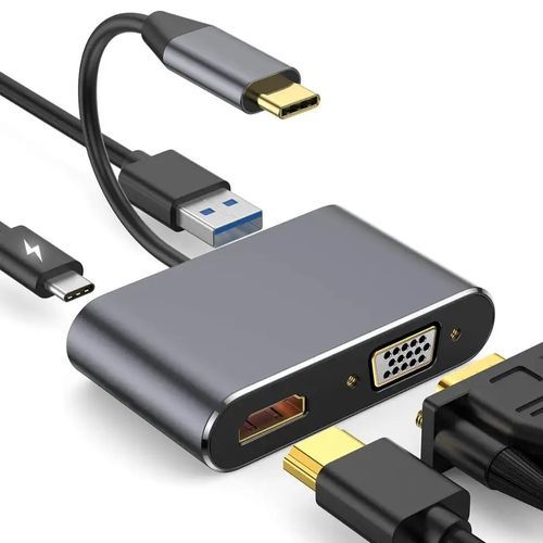  ADAPTATEUR 4 EN 1 TYPE C to HDMI 4K + VGA 1080P + USB 3.0 + Type-c PD 87W