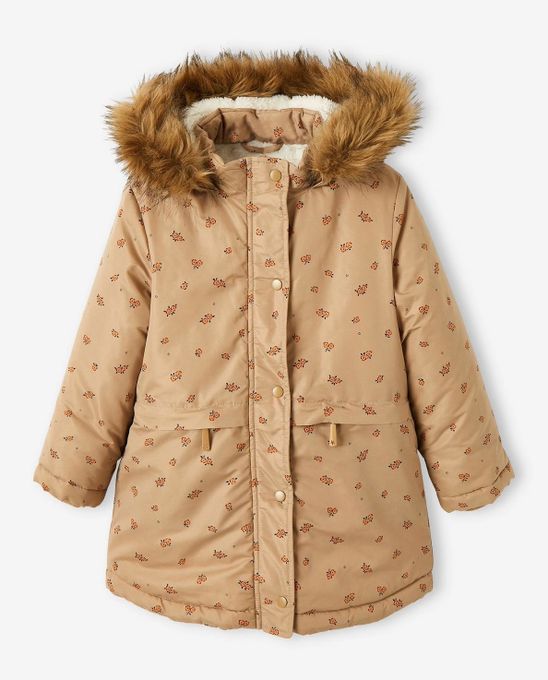  Vertbaudet Parka à Capuche Fille - Doublée Sherpa.- Marron