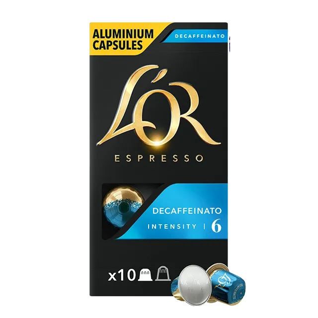  L'Or Capsules Café Intensité 6 - Decaffeinato - T10  (Compatible Nespresso).
