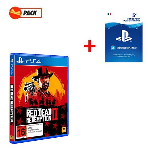  Sony Pack Jeu Video Red Dead   + Carte de Crédits PSN 5 € PS4 - PS3 - PS VITA
