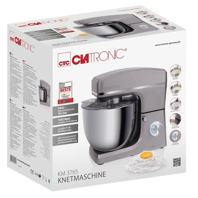  Clatronic Robot Pétrin Multifonction 10L 1500W - Km 3765 -Argent