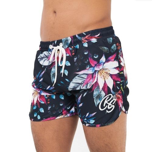  Cross Hatch Shorts De Bain Casual Mesh Floral- Bleu Nuit (Ch112577)