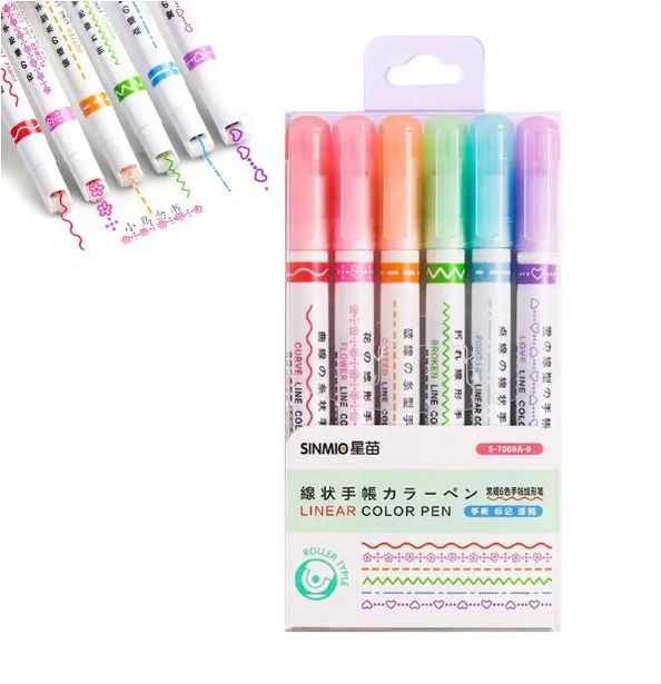  Lot de 6 Stylo surligneur différents  motifs