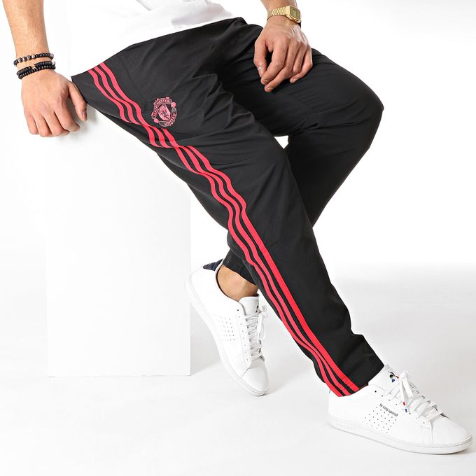  Adidas Pantalon Jogging Avec Bandes Manchester United CW7633 Noir Rouge