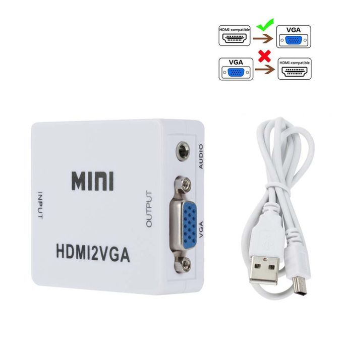  Adaptateur Convertisseur HDMI To VGA  - Blanc