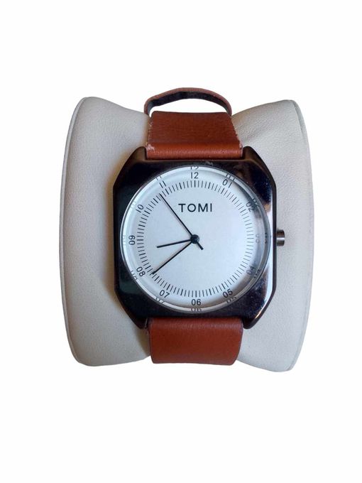  Montre homme - Quartz - Bracelet en cuir- Marron