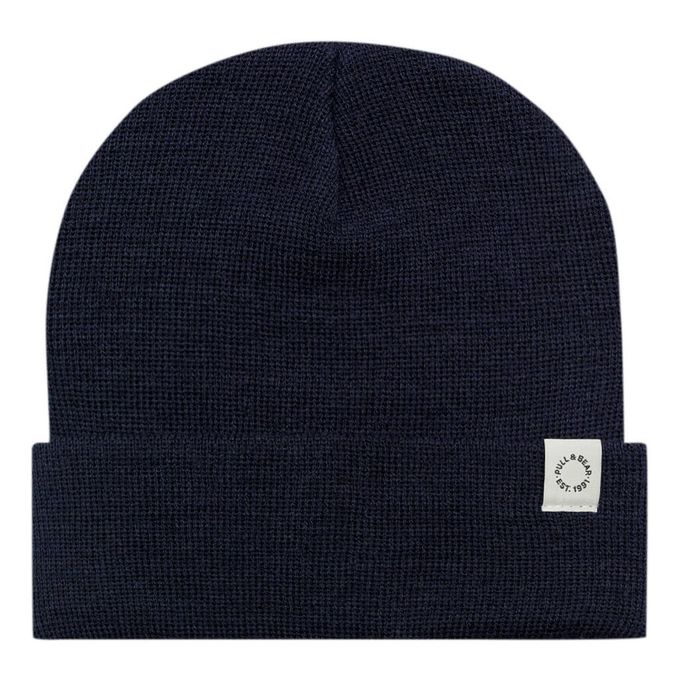  Pull & Bear Bonnet Double Épaisseur en Maille Fine - Marine