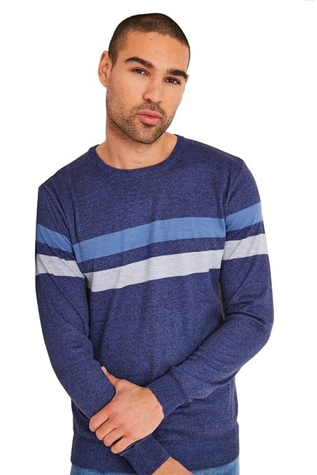  Smith and Jones Kealin Pull Col Rond Pour Homme - Bleu (Sj115451)