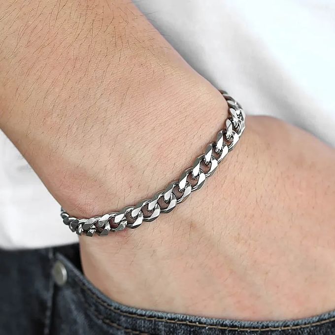  BRACELET GOURMETTE POUR HOMME EN ACIER INOXYDABLE - Silver