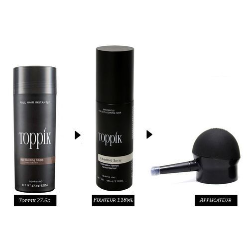  Toppik Pack Fibre De Cheveux Intensifiant & Applicateur & Fixateur - 27.5G - Dark Brown (Châtain foncé)