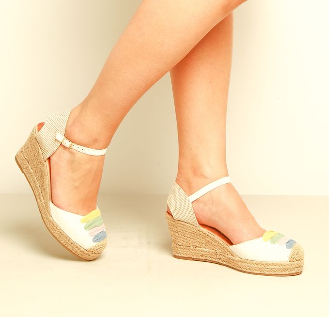  WK Espadrilles-Talon Compensé - Blanche.