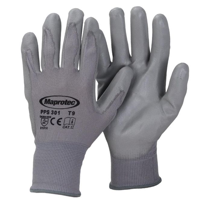  Gants de protection gris en polyester sans couture taille 9/10 MAPROTEC