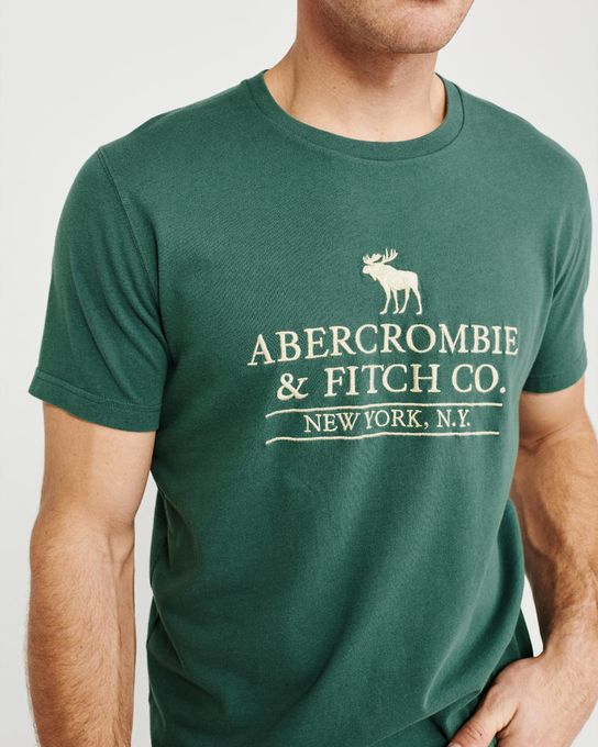  Abercrombie & Fitch T-Shirt Homme En Coton Doux Tendance Avec motif brodé super confortable - Vert