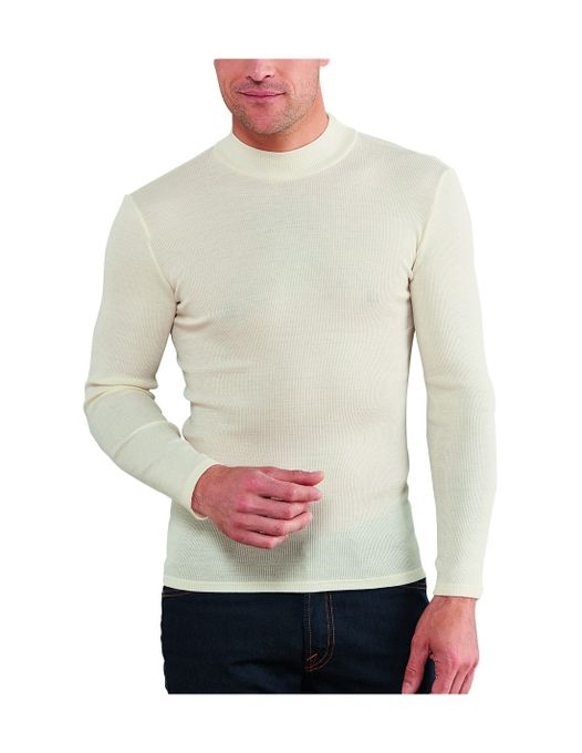  Pull Homme Cole Cheminé file de coton laine Super Doux & confortable-Blanc cassé