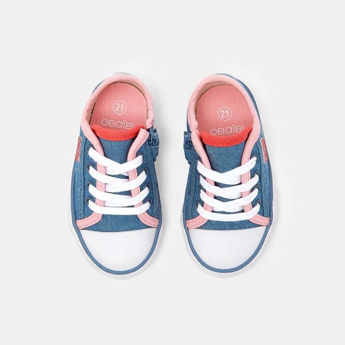  Obaidi Okaidi Sneakers à lacets Fille - Bleu marine rose