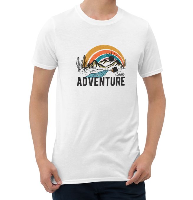  T-Shirt Design Col Rond - Collection Montagne - Seek Adventure - Blanc