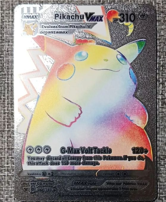  Pokemon carte pokémon ultra rare pikachu Vmax gigantamax 044/185 en métal argenté