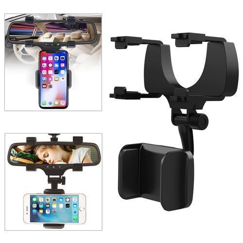  Support Téléphone Universel Pour Rétroviseur Voiture - Rotation 360° - Noir