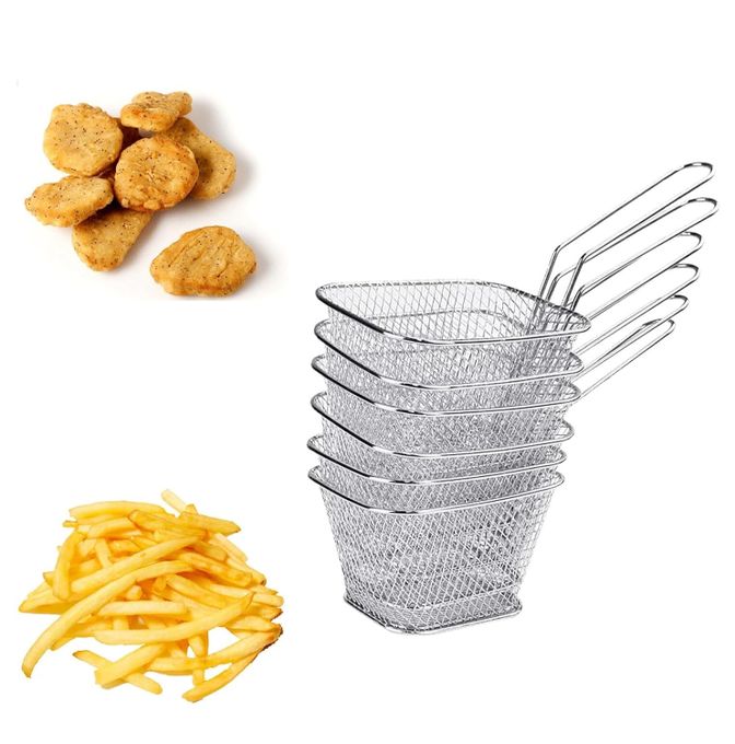  6 PCS Panier à Frites, nuggets en Acier Inoxydable - argent