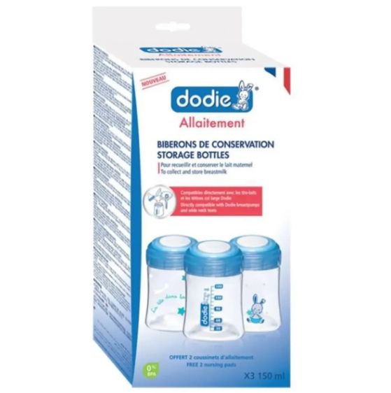  Dodie 3 biberons de conservation du Lait Maternelle