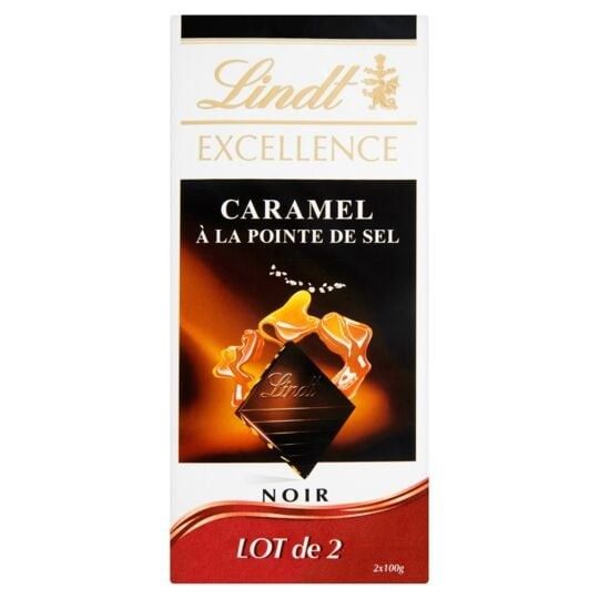 Lindt Excellence Chocolat Noir Caramel à la Pointe de 2 Tablettes (2x100g) 200g