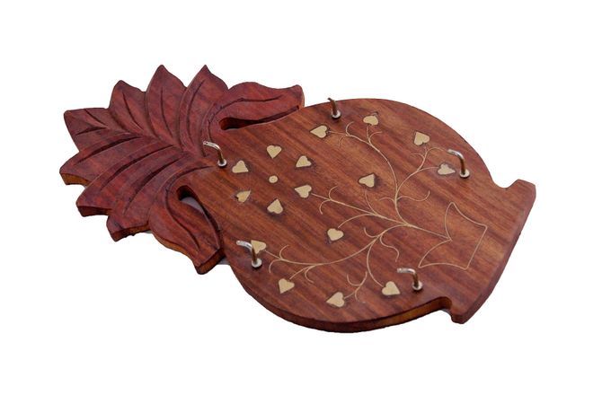  ZAYESTORE Porte Clé Ananas - En Bois Massif - Marron