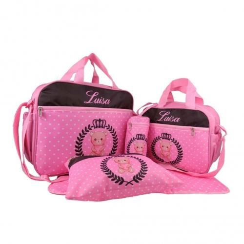  Sac Maman Grand Modèle - Lot De 5 Pièces - Rose