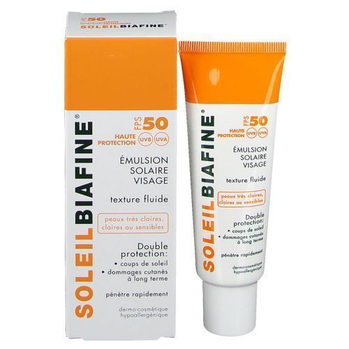  Soleil Biafine Émulsion Solaire Visage Double Protection - Ecran Total - SPF50 - 50ml