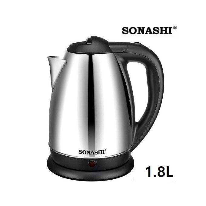  Sonashi Bouilloire Sans Fil En Acier Inoxydable 1,8 Litre 2200W-SKT-1804-noir/Inox