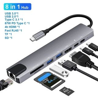  Adaptateur 8 Port USB Type C to HDMI RJ45 USB 3.0
