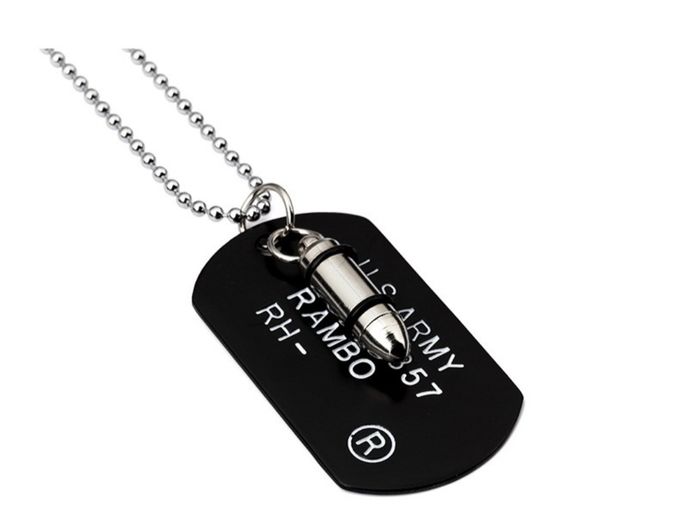  Chaîne De Guerre - Dog Tag - Collier Et Pendentif U.S Army - Acier Inoxydable - Noir