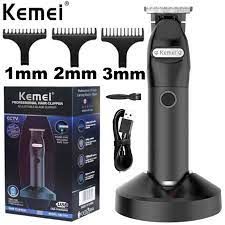  Kemei Kit Tondeuses A Cheveux Rechargeable Avec Socle - 1500 Mah - Noir