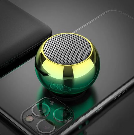  Mini Speaker Mini Haut-Parleur Bluetooth Sans Fil, Portable, Intelligent, Rechargeable - jaune sur vert