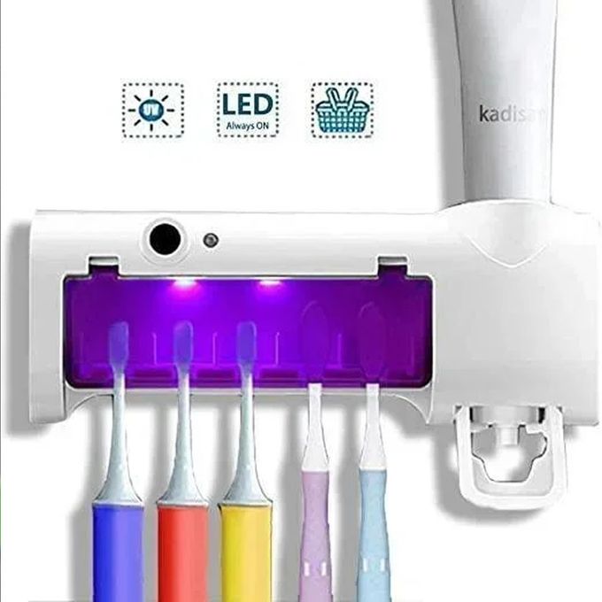  Distributeur rechargeable pour dentifrice et brosses avec stérilisateur